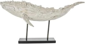 Resim Deco 79 Polystone Balina Dekoratif Heykel Dokulu Ev Dekoru Heykeli Kahverengi Rahatsız Edici ve Siyah Metal Standlı, Vurgu Heykelcik 81,28 cm x 45,74 cm x 40,64 cm, Krem 