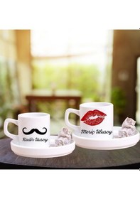 Resim Kişiye Özel 2 Li Kadın - Erkek Temalı Türk Kahvesi Fincanı Ve Altı 