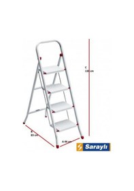 Resim Ennalbur Saraylı Pratik Metal Merdiven Beyaz 4 Basamaklı 