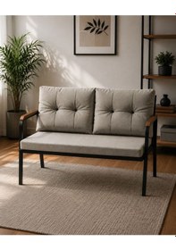 Resim Teras Balkon Bahçe Ve Kafe İçin Modern İkili Koltuk Kir İtici Kumaş Kiremit 