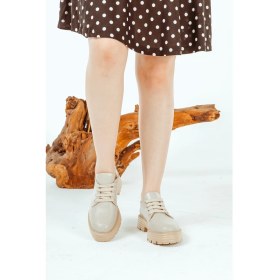 Resim Cooliza Deri Bağcıklı Günlük Rahat Kadın Oxford Casual Ayakkabı 