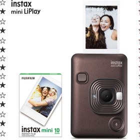 Resim Instax mini LiPlay Hybrid Deep Bronze Fotoğraf Makinesi 10'lu Film 