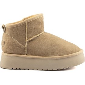 Resim Melbourne Kışlık Kadın Kürk Detaylı Yüksek Taban Bot Bej 