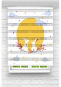 Resim Perdecizade Enxboy Ayda Tavşanlar Dijital Baskılı Zebra Perde-cocuk Odası-stor Perde Renkli 