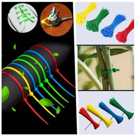 Resim 1000 adet Renkli Nylon Kablo Bağlantıları, Plastik Etiket Kilitleri ve Poşet Mühürleri, Kablo ve Küçük Eşyaların Düzenlenmesi için 