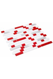 Resim maycollection Kırmızı Beyaz Gümüş Simli 4 Mm Kristal Cam Mozaik (1 M2) 1 Kutu = 1 M2 Fiyatıdır 