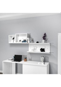 Resim Arnetti Akser 3 Bölmeli Duvar Rafı Beyaz - Akser 