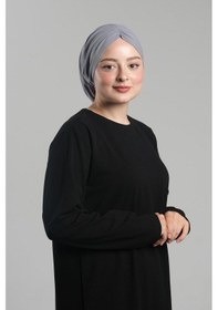 Resim Hürrem Bone Gri Pratik Hazır Geçmeli Tesettür Bone Sandy Büzgülü Salaş 2119 15 Gri 