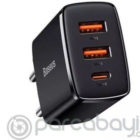 Resim Baseus Compact 30W 2 USB + TYPE-C Çıkışlı Hızlı Şarj Başlığı 