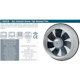 Resim Kayıtes DAXIS 300 Sac Kanatlı Duvar Tipi Aksiyel Fan 2025 M³/H 