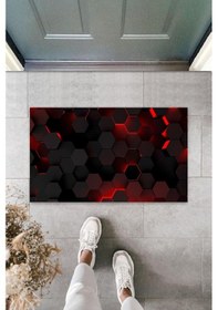 Resim Dijital Baskı Siyah Petek Kapı Paspası 