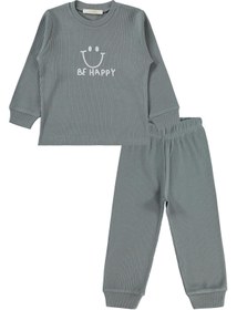 Resim Minidamla Gülen Yüz Baskılı 1-6 Yaş Pijama Takımı - Gri - Antrasit / 5-6 Yaş 
