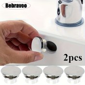 Resim Mutfak ve Banyo Lavaboları için 2 Adet Şık Beyaz ve Altın Çift Halkalı Drenaj Kapakları - Su Geçirmez, Dekoratif ve Kolay Kurulum, Banyo Lavabo Aksesuarı | Modern Lavabo Aksesuarı | Plastik Drenaj Kapak, Banyo Lavabo 