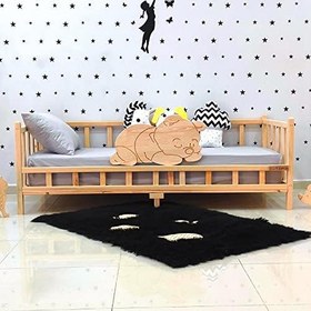 Resim Markaawm Ayıcıklı Montessori Yatak Ahşap Karyola Bebek Beşiği 120X200 