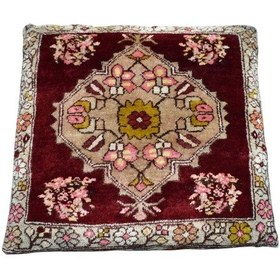 Resim Zehra Abla Halı Antika El Dokuma Nadir Mucur Kırşehir Kare Köşe Minderi Yün Halı 6944 Çok Renkli 