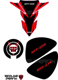 Resim Redline Grafik Yamaha Mt-09 Tank Pad Seti Kırmızı 