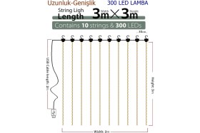 Resim Fantastik Store 8 Fonksiyonlu Peri Perde LED Uzaktan Kumandalı Günışığı Perde Peri LED (3 mt x 3 Mt) - Lisinya 