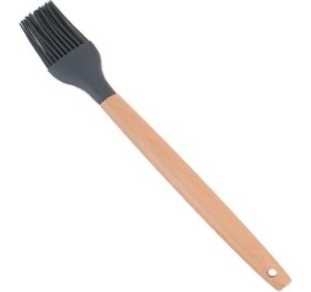 Resim Yumurta Fırçası Ahşap Saplı Mutfak Fırçası Sos Fırçası Hamur Fırçası Silikon Gri 27 cm 