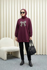Resim MODAQU Fiyonk Baskı Tunik - Mürdüm 