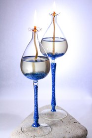 Resim Narçiçeği Takı ve Hediyelik Eşya El Yapımı Üfleme Cam Özel Tasarım Ikili Kandil Seti 