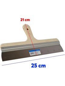 Resim Badem10 Ahşap Eğri Saplı Metal Macun Spatula Temizlik Boya Sıva Kazıma Harç Karıştırma Ispatulası 25 cm 