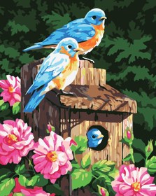 Resim Sayılarla Boyama Seti - Mavi Kuşlar - 60x75 