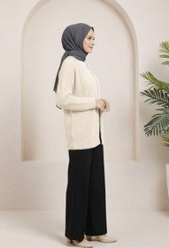 Resim Tesettür Diyarı Triko Frost Hırka- Krem Standart (36-42 Uyumlu) 
