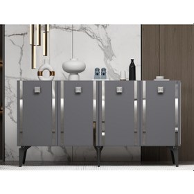 Resim Dorruk Konsol 4 Kapaklı Raflı Antrasit-gümüş 