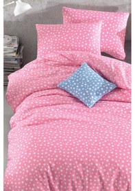 Resim Tek Kişilik Lastiksiz Pembe Yıldız Desenli Nevresim Takımı 