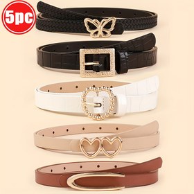 Resim Her mevsim için uygun olan ve kombinasyonlarda çok yönlü kullanıma sahip 5'li bel sarmalı moda kemer, tatil kemeri, hediye olarak verilebilir 