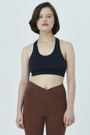 Resim Comm-Ci Shaula Lacivert Yuvarlak Yaka Sırt Detaylı Pedli Toparlayıcı Spor Sütyeni Bra 