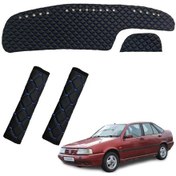 Resim Fiat Tempra Göğüs Halısı + Emniyet Kemer Konforu Siyah-Mavi (528501962) 