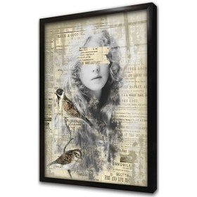 Resim Kolaj Portre Çerçeveli Cam Tablo-172029 