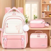 Resim 3 adet Pembe Sırt Çantası Seti - Hafif Polyester Seyahat ve Okul Çantaları, Anti-Hırsızlık Fermuar, Ayarlanabilir Askılar ve Trolley Kılıfı, Öğrenciler ve İşletmeciler için Rahat Stil, Okul Sırt Çantası, İşletme Çantası, Eğlenceli Tasarım, Güvenli Fermuar Kapatma 
