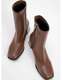 Resim Luvi Shoes Plesa Kahve Kadın Kalın Topuklu Bot Kahve 