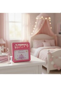 Resim Çocuklara Özel Prens & Prenses Fotoğraf Çerçevesi Pembe Prenses & Mavi Prens Tasarımlı 10x15 Cm Çocuk Çerçevesi Pembe 