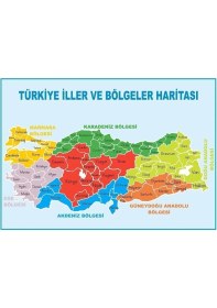 Resim Prime Concept Türkiye Iller ve Bölgeler Haritası 70X100 cm Vinil Branda 