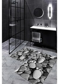 Resim Gri-antrasit Kaymaz Taban Çakıl Banyo Paspas Bp-9 çok renkli 
