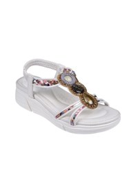 Resim Guja Taşlı Comfort 5cm Dolgu Taban Kadın Sandalet Gj-26y1542 Beyaz 