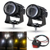 Resim 2 adet LED Motosiklet Yardımcı Işıkları - Çift Renkli, ATV'ler & Scooterlar için Dayanıklı, Kolay Kurulum, 12-24V 