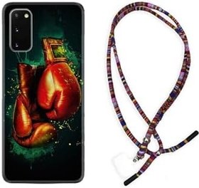 Resim kilifland Samsung Galaxy S20 Fe ile Uyumlu Kılıf Rasta Ipli Boyun Askılı Desenli Silikon Boks Eldiveni 1763 
