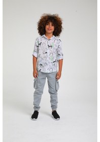 Resim Jack Lions Erkek Çocuk Kargo Cepli Örme Pantolon Gri 
