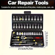 Resim 222/46 adet Mekanik Araç Soket Seti, 1/2" 1/4" 3/8" Sürücü SAE ve Metrik Boyutlar, 72 Dişli Ratchet Anahtar Seti, Arabalar, Ev, Garaj ve Bisiklet Bagajı için Uygun, Tam Fonksiyonlu Çok Amaçlı Çözüm, Pil Gerektirmez, Alışverişe Hoşgeldiniz 