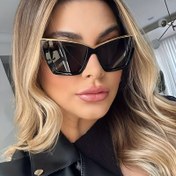 Resim Kadınlar için bir parça kedi gözü metal kenarlı gözlükler, sokak tarzı fotoğrafçılık için uygun trend ve yüksek kaliteli dekoratif gözlükler 