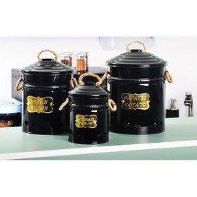 Resim Metal 3 Lü Patates Soğan Sarımsak Saklama Kovası 