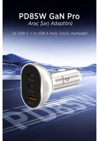 Resim 30w Pd Araç İçi Çakmaklık Hızlı Şarj Başlığı 3 Port - Usb-c, Akıllı Güç Koruma Sistemli 1 