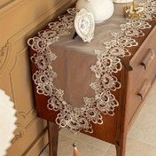 Resim Çiçek Desenli Dantel Masa Örtüsü - 1 Adet Kare Polyester Dokuma Masa Dekoru Dantel Kenarlı, Yemek Odası, Sehpalar, Şenlikli Partiler ve Toplantılar için İdeal 