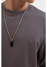 Resim Tudors Erkek Relax Fit Rahat Kesim %100 Pamuk 2 İplik Bisiklet Yaka Koyu Gri Sweatshirt-41521 Koyu Gri 