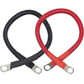 Resim 150a Akım Kapasiteli 30cm Uzunlukta Bakır-reçine İçerikli Kırmızı-siyah 2'li Akü Bağlantı Tel Seti 4awg/25mm² 
