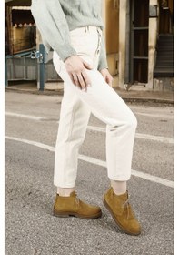 Resim Gönderi R Açık Taba Süet Oxford Kalıp Kauçuk Taban Hakiki Deri Bot Taba Süet 